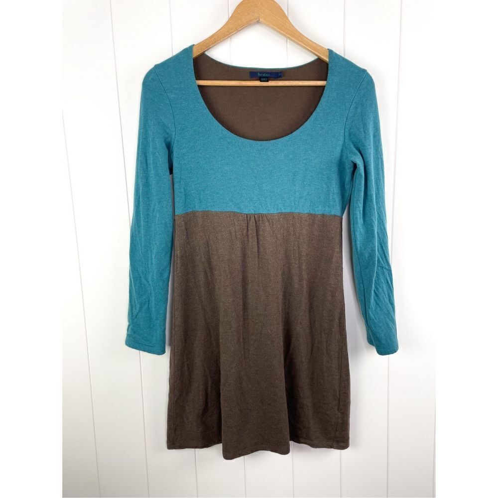 Boden Dress Womens Size 10 Blue Gray Scoop Neck Colorblock Lyocell Wool Modal